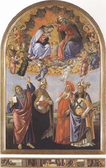 Sandro Botticelli Coronation of the Virgin,with Sts john the Evangelist,Augustine,Jerome and Eligius or San Marco Altarpiece